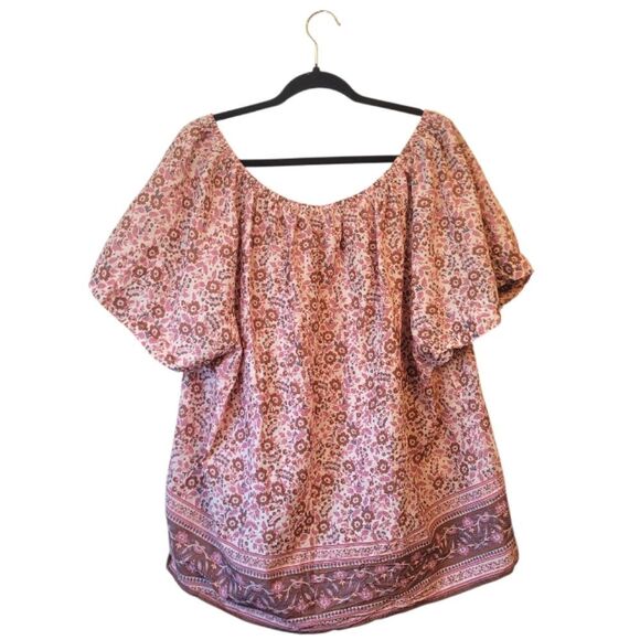 Faherty Women's Cream Floral Cotton Blouse Size XL - Picture 2 of 7